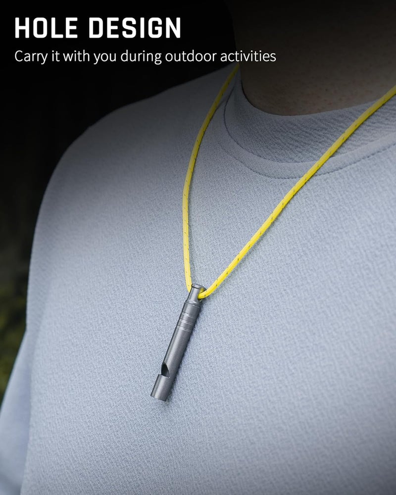 TISUR Titanium Emergency Whistle,120db Safety Whistle with Lanyard,Outdoor Survival Small Whistle for Life Saving,Hiking,Pets Training,Coach Sports - Image 3